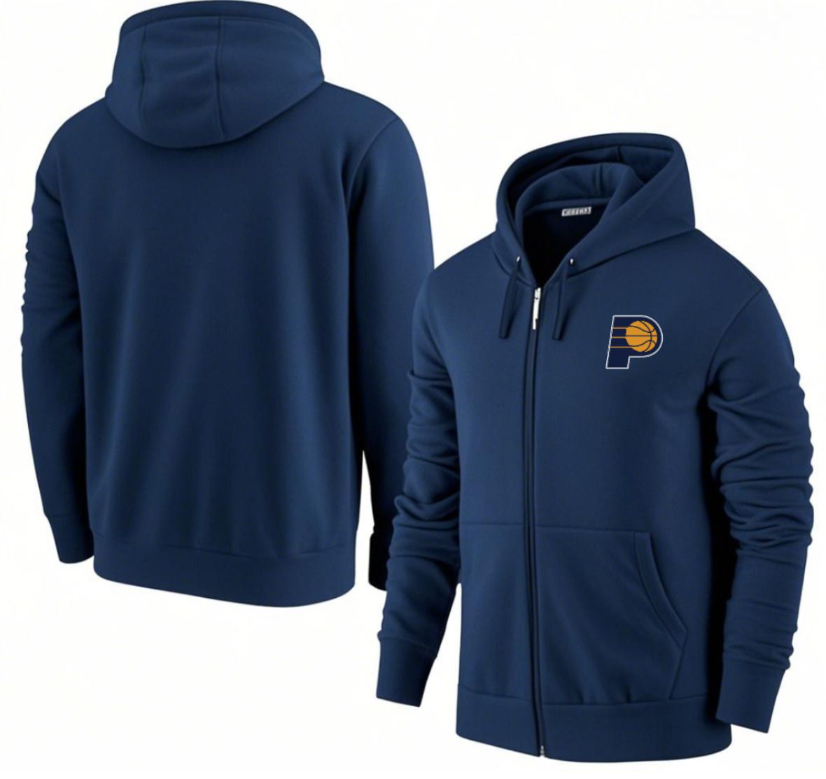 Men Indiana Pacers Dark Blue Zipper hoodie 2025 NBA Jersey style 1